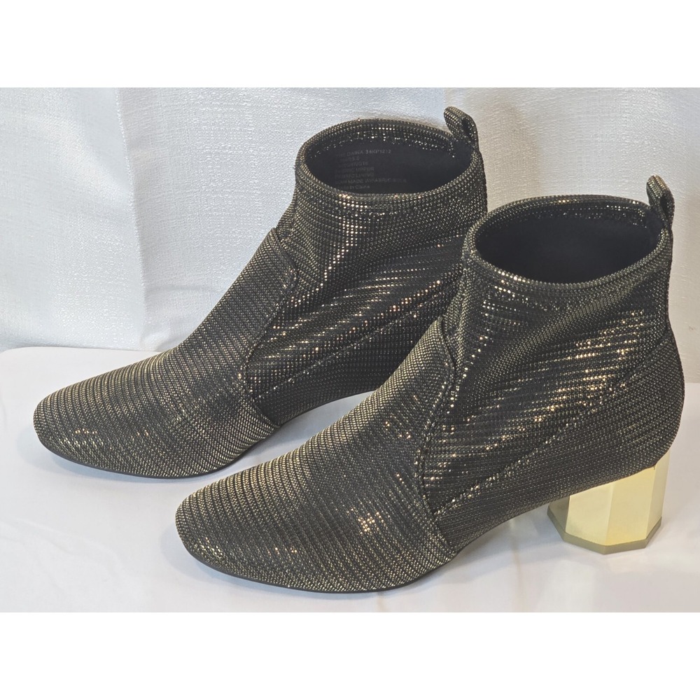 Katy Perry Block Heeled Ankle‎ Boots The Daina Metallic Black SIZE US 5 EU 35.5